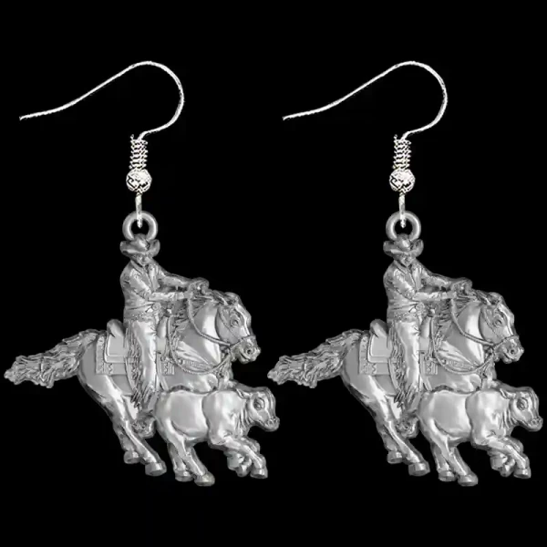 Our Working Cow Horse Man Earrings crafted in Solid Sterling Silver are the perfect luxurious gift and a bold eye-catching addition to any wardrobe.